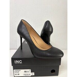 INC Women's Laurenne Black Round Toe Stiletto Heel Slip On Pumps Size 9.5M